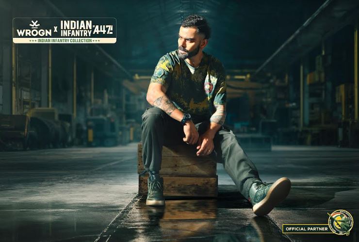 Virat Kohli wearing the new Official Indian Infantry Collection, by WROGN   