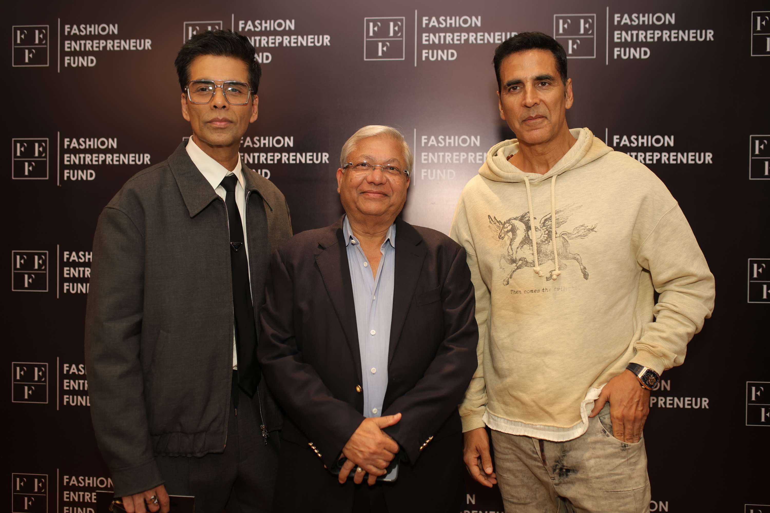 Karan Johar, Ravi Jaipuria (Chairman of RJ Group), Akshay Kumar