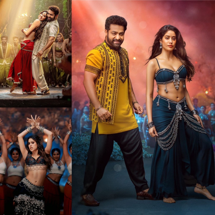 Janhvi Kapoor and Jr. NTR in the vibrant dream sequence of Daavudi from the movie Devara