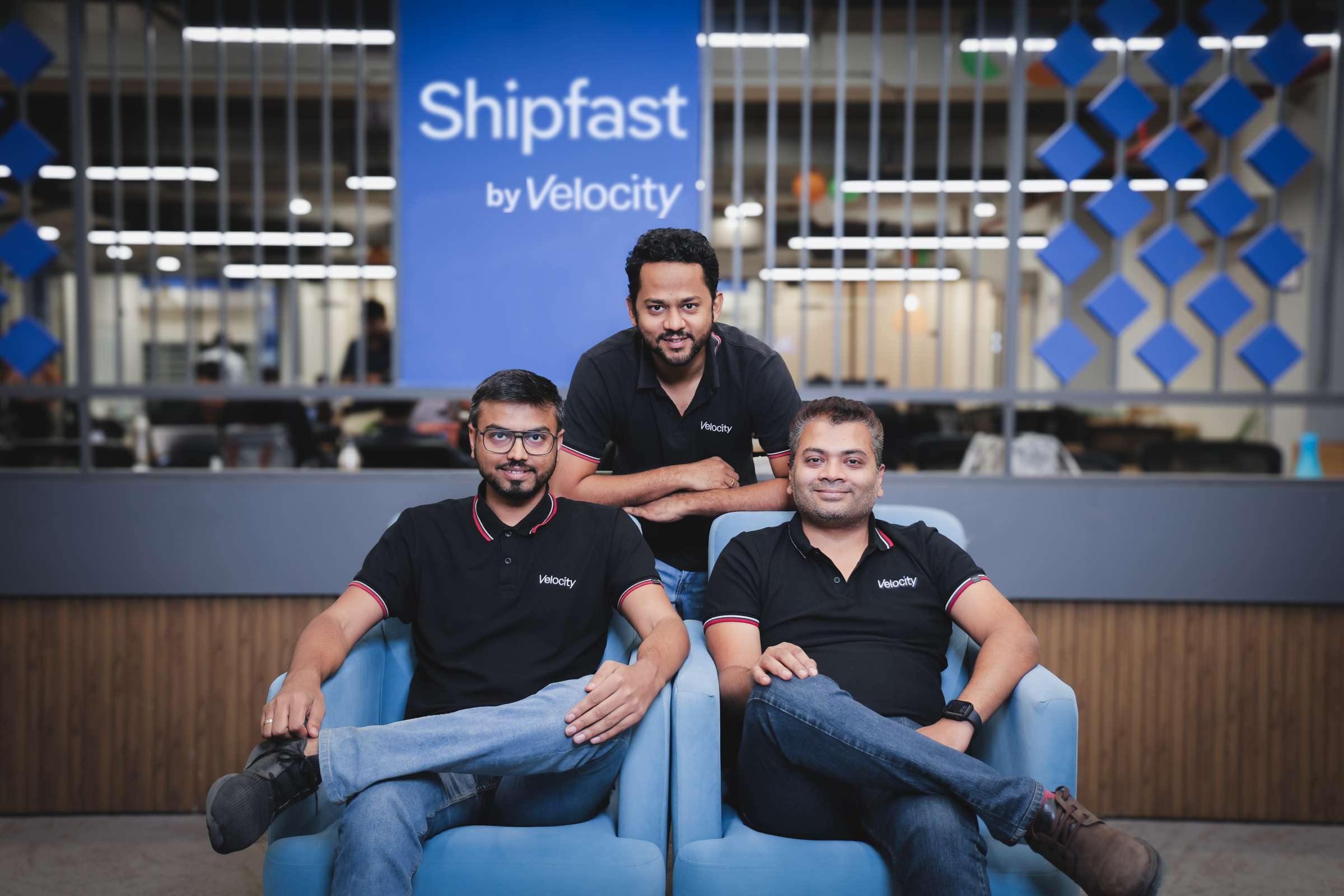 Velocity Founders Saurav Swaroop Abhiroop Medhekar (in the middle) Atul Khichariya, Shipfast