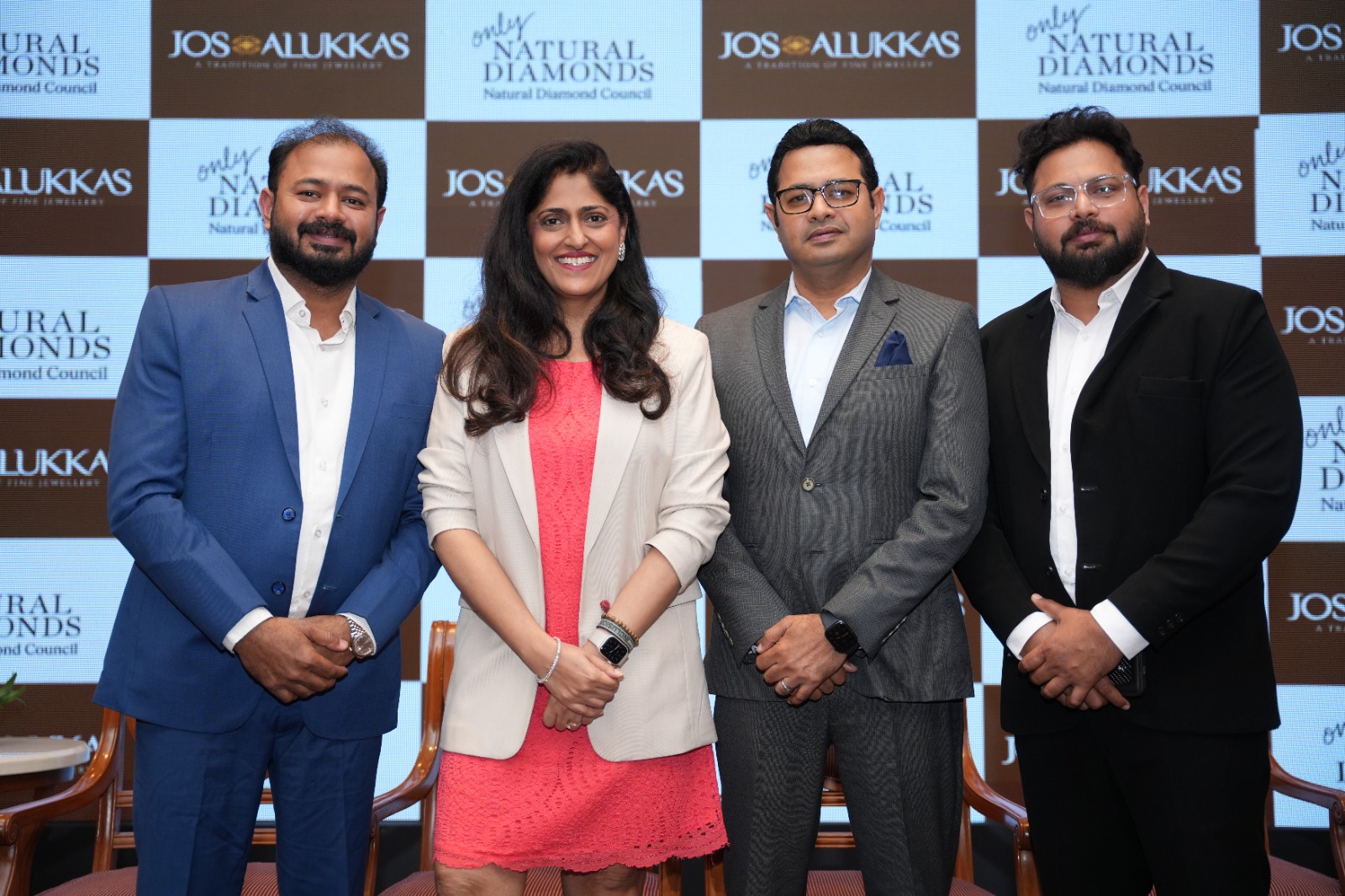 L to R –  Varghese Alukkas, MD, Jos Alukkas, Richa Singh, MD, Natural Diamond Council - India and Middle East, Paul J Alukkas, MD, Jos Alukkas, John Alukkas, MD, Jos Alukkas