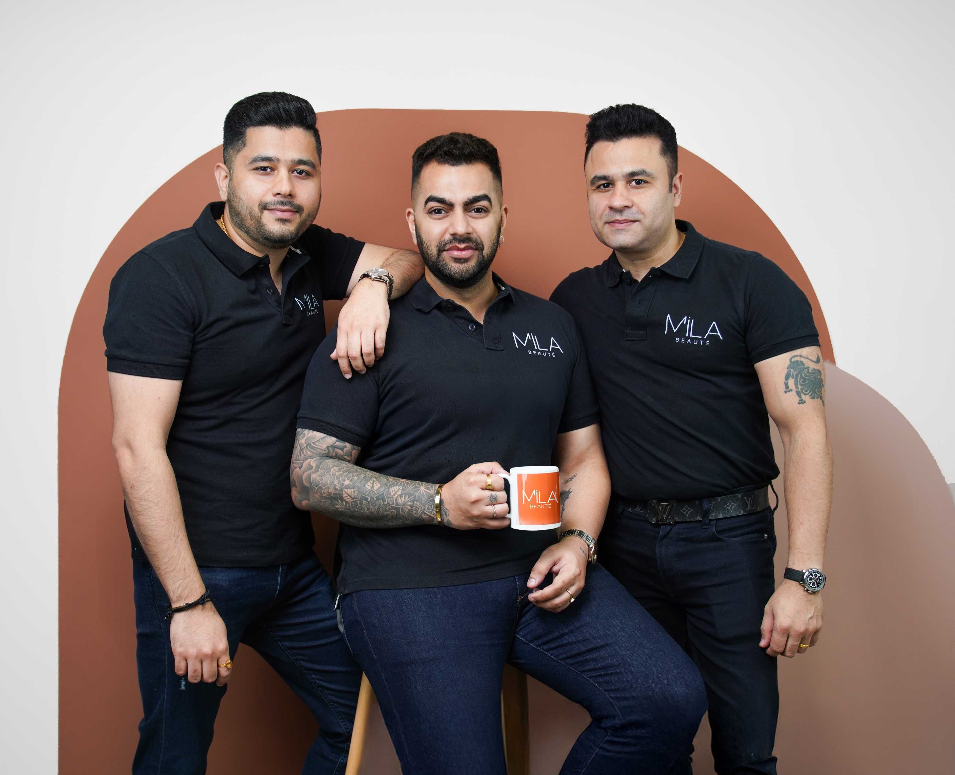 Founders Saahil Nayar Sachin Chadha and Keshav Chadha Mila Beauté