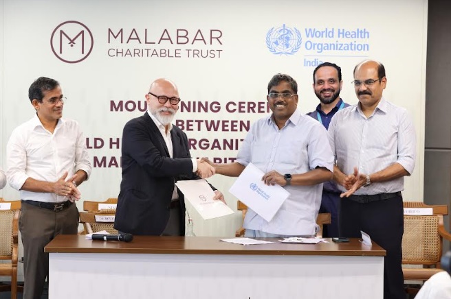 Malabar Group Chairman M P Ahammad & WHO India Representative Dr. Roderico H Ofrin signed the MoU for the 'Nurturing Beginnings' CSR project