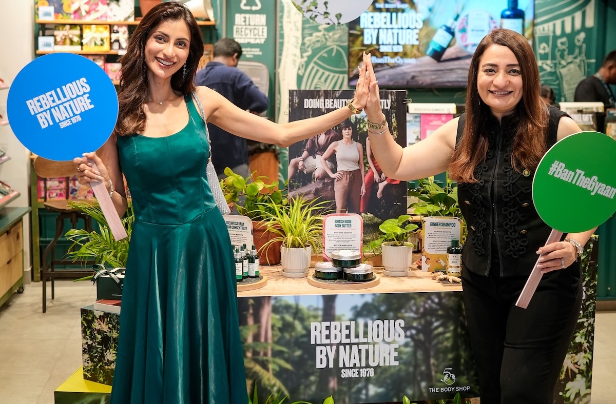 Diksha Singh, Indian actor and model, and Harmeet Singh, Chief Brand Officer, The Body Shop Asia South, celebrate The Body Shop's 50th anniversary
