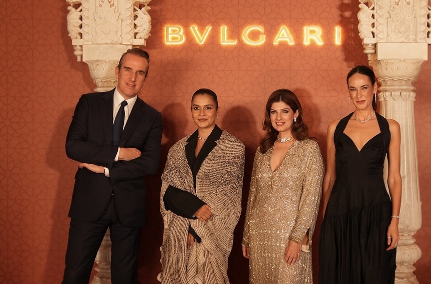 Stephane Larher, Managing Director, Bvlgari MEAI, Artist Doyel Joshi, Twinkle Khanna & Noelle Kadar, Co-Founder, Jaipur Centre for Art at Passing the Light