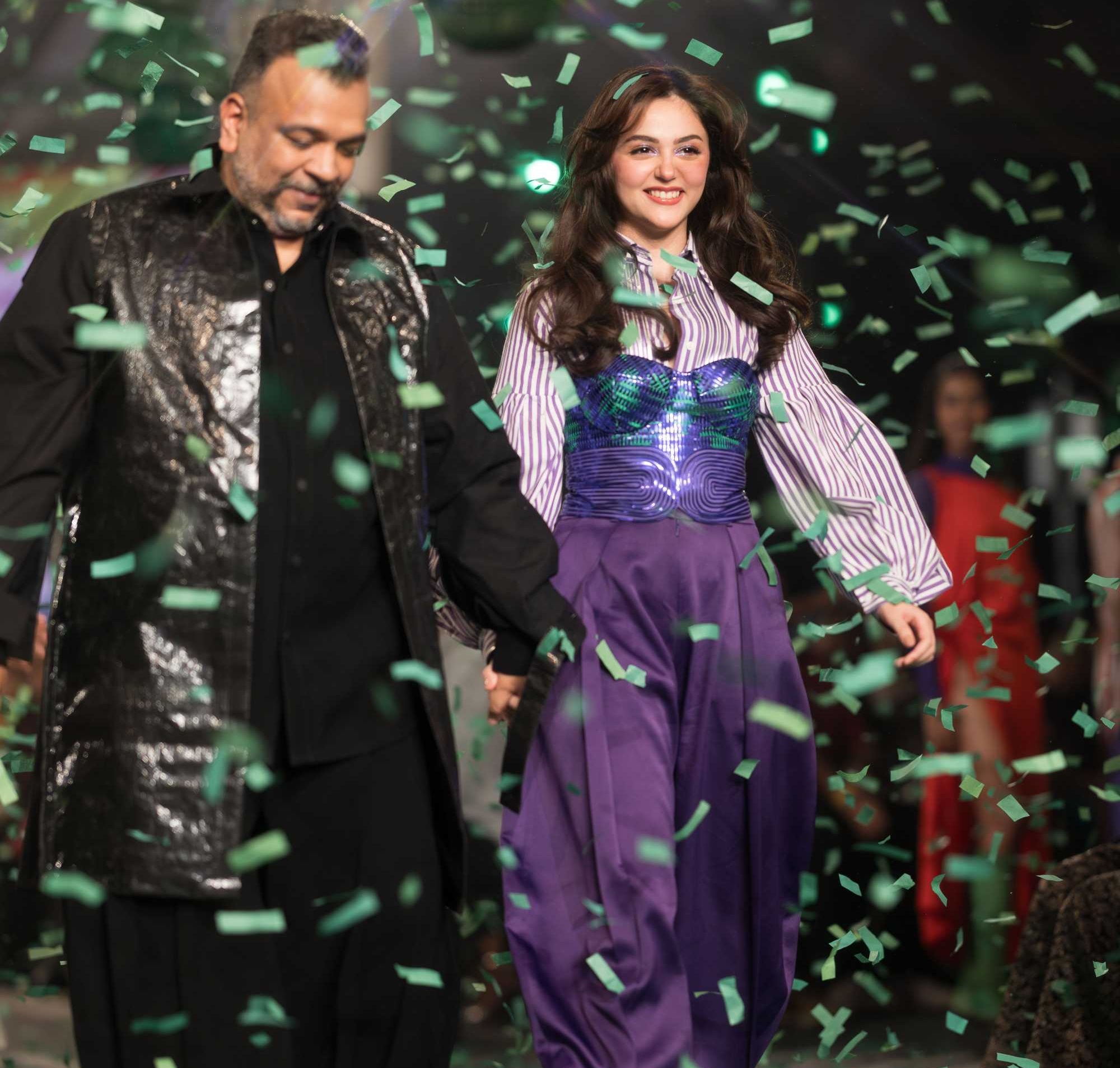 Designer Amit Aggarwal, Founder and Creative Director, AM_IT with Aneet Padda, Brand Ambassador, Lakmē at the Lakmē Fashion Week X FDCI Grand Finale 